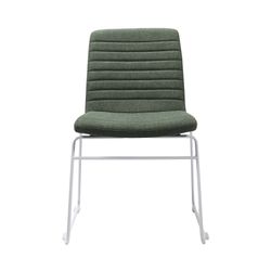 Pixel Breakout & Visitor Chair White Sled Base Olive Fabric
