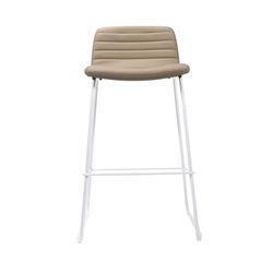 Pixel Bar Stool White Sled Base Almond PU