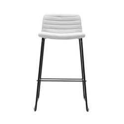 Pixel Counter Stool Black Sled Base Light Grey Fabric