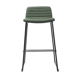 Pixel Counter Stool Black Sled Base Olive Fabric