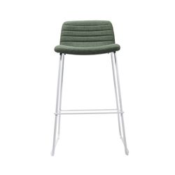 Pixel Counter Stool White Sled Base Olive Fabric