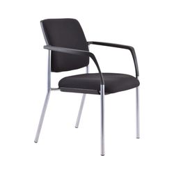 Buro Lindis Visitor Chair 4 Leg Reflective Silver Frame with Arms Black Fabric