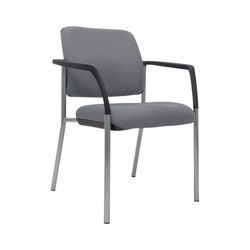 Buro Lindis Visitor Chair 4 Leg Reflective Silver Frame with Arms Smoke Fabric