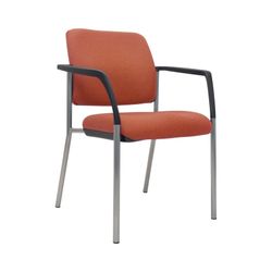 Buro Lindis Visitor Chair 4 Leg Reflective Silver Frame with Arms Rust Fabric