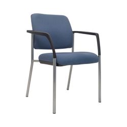 Buro Lindis Visitor Chair 4 Leg Reflective Silver Frame with Arms Cobalt Fabric