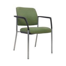 Buro Lindis Visitor Chair 4 Leg Reflective Silver Frame with Arms Olive Fabric