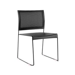Buro Maxim Visitors Chair Sled Base No Arms Stackable Black Mesh Back