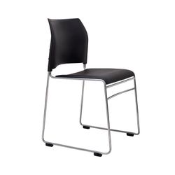 Buro Maxim Visitors Chair Reflective Silver Sled Base No Arms Stackable Black