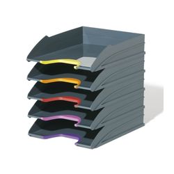Durable Durable Varicolor Letter Trays Yellow/Orange/Red/Pink/Purple Set Of 5
