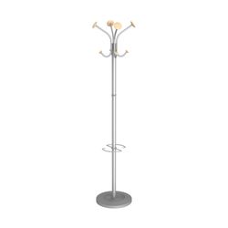 Alba Stily Coat Rack With Umbrella Stand 4 Hook Silver/Wood