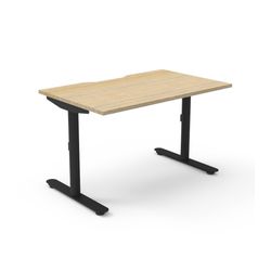 Halo Static Single Sided Workstation 1200W Black Frame Natural Oak Scallop Top