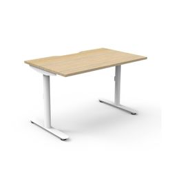 Halo Static Single Sided Workstation 1200W White Frame Natural Oak Scallop Top