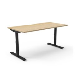 Halo Static Single Sided Workstation 1500W Black Frame Natural Oak Scallop Top