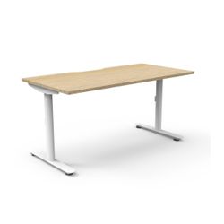 Halo Static Single Sided Workstation 1500W White Frame Natural Oak Scallop Top
