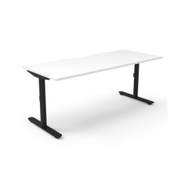 Halo Static Single Sided Workstation 1800W Black Frame Natural White Scallop Top
