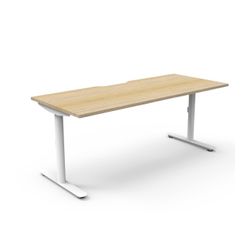 Halo Static Single Sided Workstation 1800W White Frame Natural Oak Scallop Top