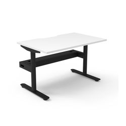 Halo Static Single Sided Workstation with Cable Tray 1200W Black Frame Natural White Scallop Top