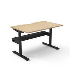 Halo Static Single Sided Workstation with Cable Tray 1200W Black Frame Natural Oak Scallop Top