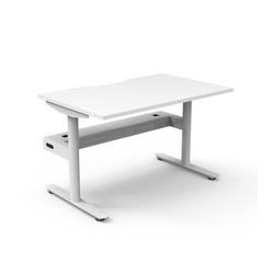 Halo Static Single Sided Workstation with Cable Tray 1200W White Frame Natural White Scallop Top