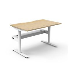 Halo Static Single Sided Workstation with Cable Tray 1200W White Frame Natural Oak Scallop Top