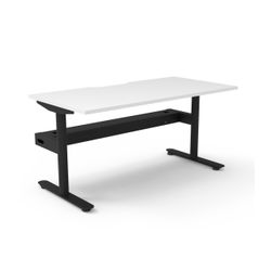 Halo Static Single Sided Workstation with Cable Tray 1500W Black Frame Natural White Scallop Top