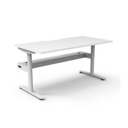 Halo Static Single Sided Workstation with Cable Tray 1500W White Frame Natural White Scallop Top