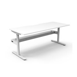 Halo Static Single Sided Workstation with Cable Tray 1800W White Frame Natural White Scallop Top