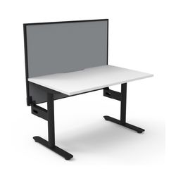 Halo Static Single Sided Workstation with Black/Grey Screen 1200W Black Frame Natural White Scallop Top