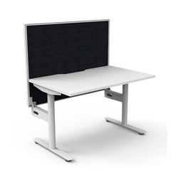 Halo Static Single Sided Workstation with White/Black Screen 1200W White Frame Natural White Scallop Top
