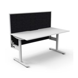 Halo Static Single Sided Workstation with White/Black Screen 1500W White Frame Natural White Scallop Top