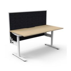 Halo Static Single Sided Workstation with White/Black Screen 1500W White Frame Natural Oak Scallop Top