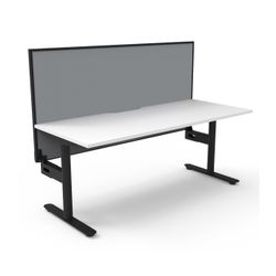 Halo Static Single Sided Workstation with Black/Grey Screen 1800W Black Frame Natural White Scallop Top