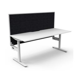 Halo Static Single Sided Workstation with White/Black Screen 1800W White Frame Natural White Scallop Top