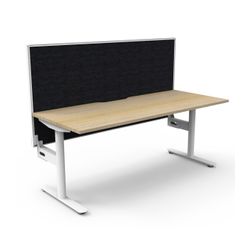 Halo Static Single Sided Workstation with White/Black Screen 1800W White Frame Natural Oak Scallop Top