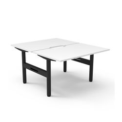 Halo Static Back to Back Workstation 1200W Black Frame Natural White Scallop Top