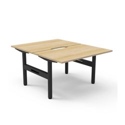 Halo Static Back to Back Workstation 1200W Black Frame Natural Oak Scallop Top
