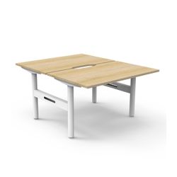 Halo Static Back to Back Workstation 1200W White Frame Natural Oak Scallop Top