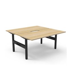 Halo Static Back to Back Workstation 1500W Black Frame Natural Oak Scallop Top