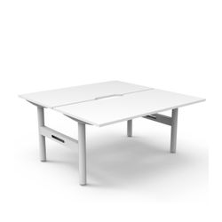 Halo Static Back to Back Workstation 1500W White Frame Natural White Scallop Top