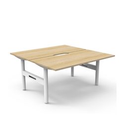 Halo Static Back to Back Workstation 1500W White Frame Natural Oak Scallop Top