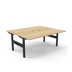 Halo Static Back to Back Workstation 1800W Black Frame Natural Oak Scallop Top