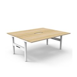 Halo Static Back to Back Workstation 1800W White Frame Natural Oak Scallop Top
