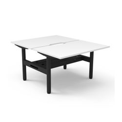 Halo Static Back to Back Workstation with Cable Tray 1200W Black Frame Natural White Scallop Top