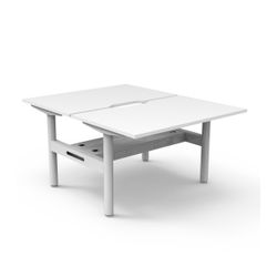 Halo Static Back to Back Workstation with Cable Tray 1200W White Frame Natural White Scallop Top