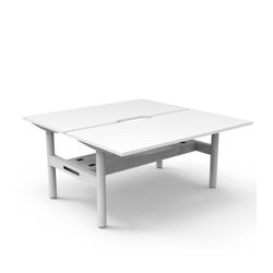 Halo Static Back to Back Workstation with Cable Tray 1500W White Frame Natural White Scallop Top
