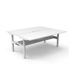 Halo Static Back to Back Workstation with Cable Tray 1800W White Frame Natural White Scallop Top