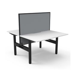 Halo Static Back to Back Workstation with Black/Grey Screen 1200W Black Frame Natural White Scallop Top