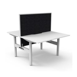 Halo Static Back to Back Workstation with White/Black Screen 1200W White Frame Natural White Scallop Top
