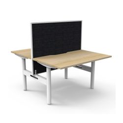 Halo Static Back to Back Workstation with White/Black Screen 1200W White Frame Natural Oak Scallop Top
