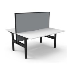 Halo Static Back to Back Workstation with Black/Grey Screen 1500W Black Frame Natural White Scallop Top